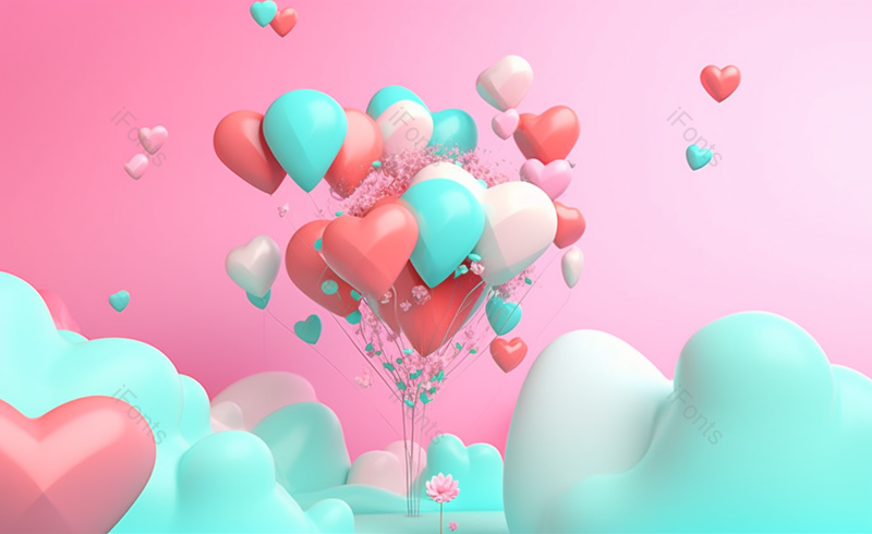 浪漫小清新520情人节气球背景,插画/手绘图,插画/手绘图库,插画/手绘图下载,插画/手绘